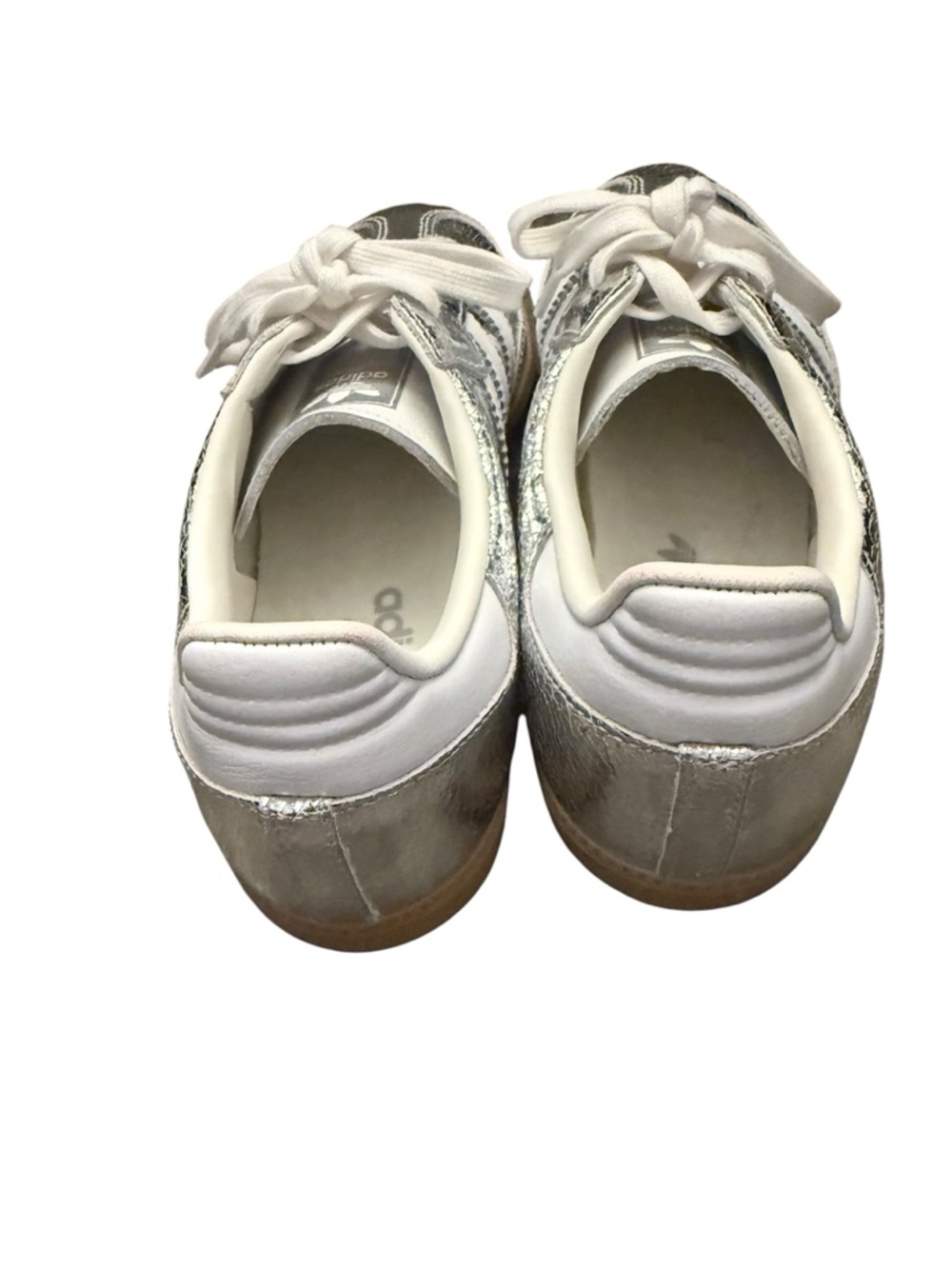 adidas Samba Metallic Silver and White Sneakers - Picture 5 of 6